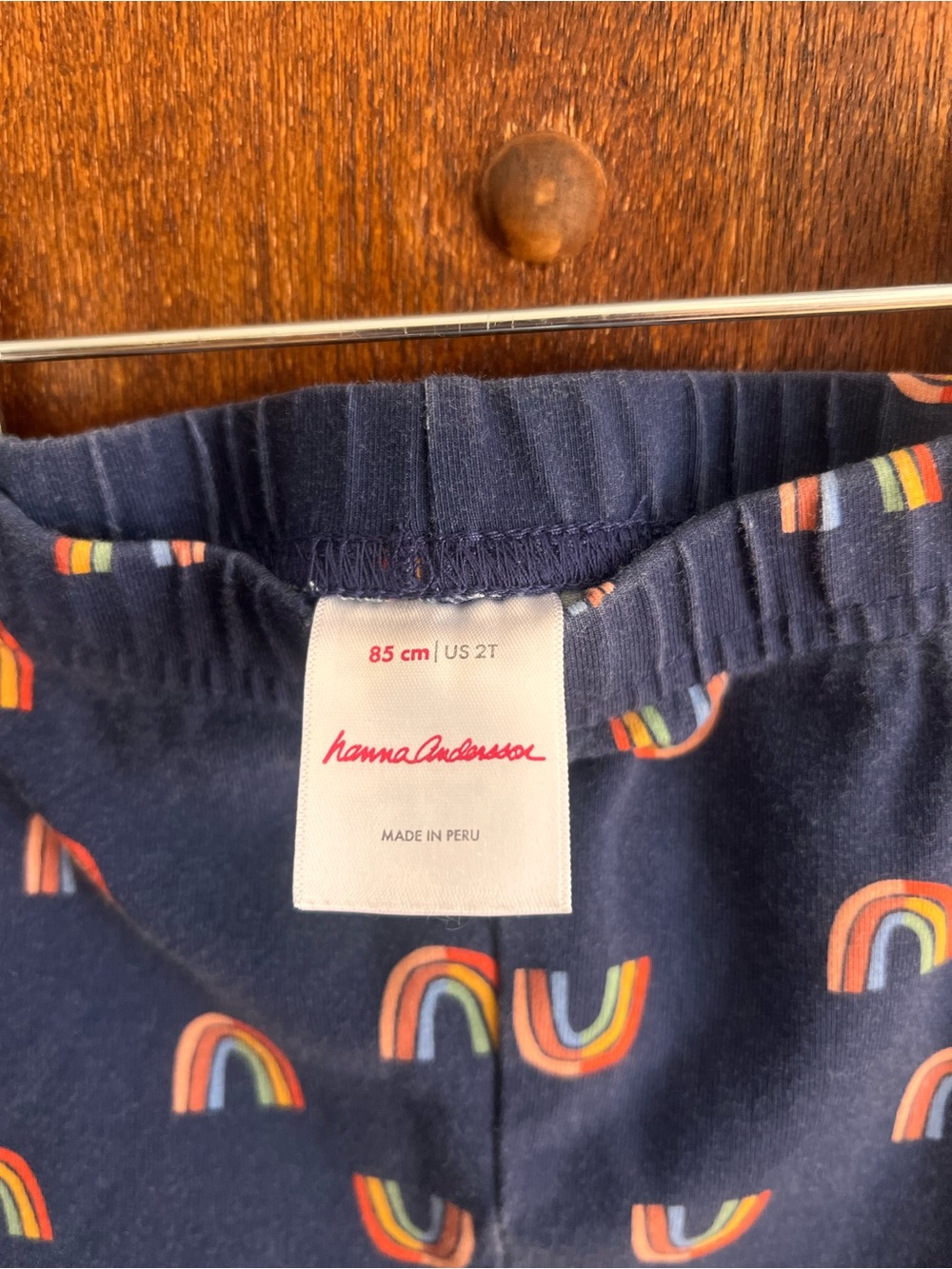 Hanna Andersson Navy Leggings with Rainbow Motif